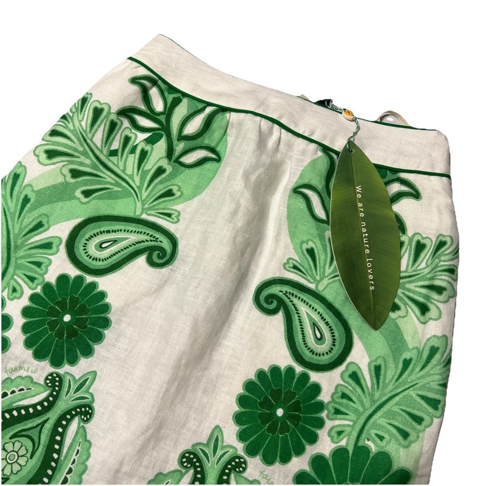 FARM Rio Green Paisley & Floral Pencil Skirt on White